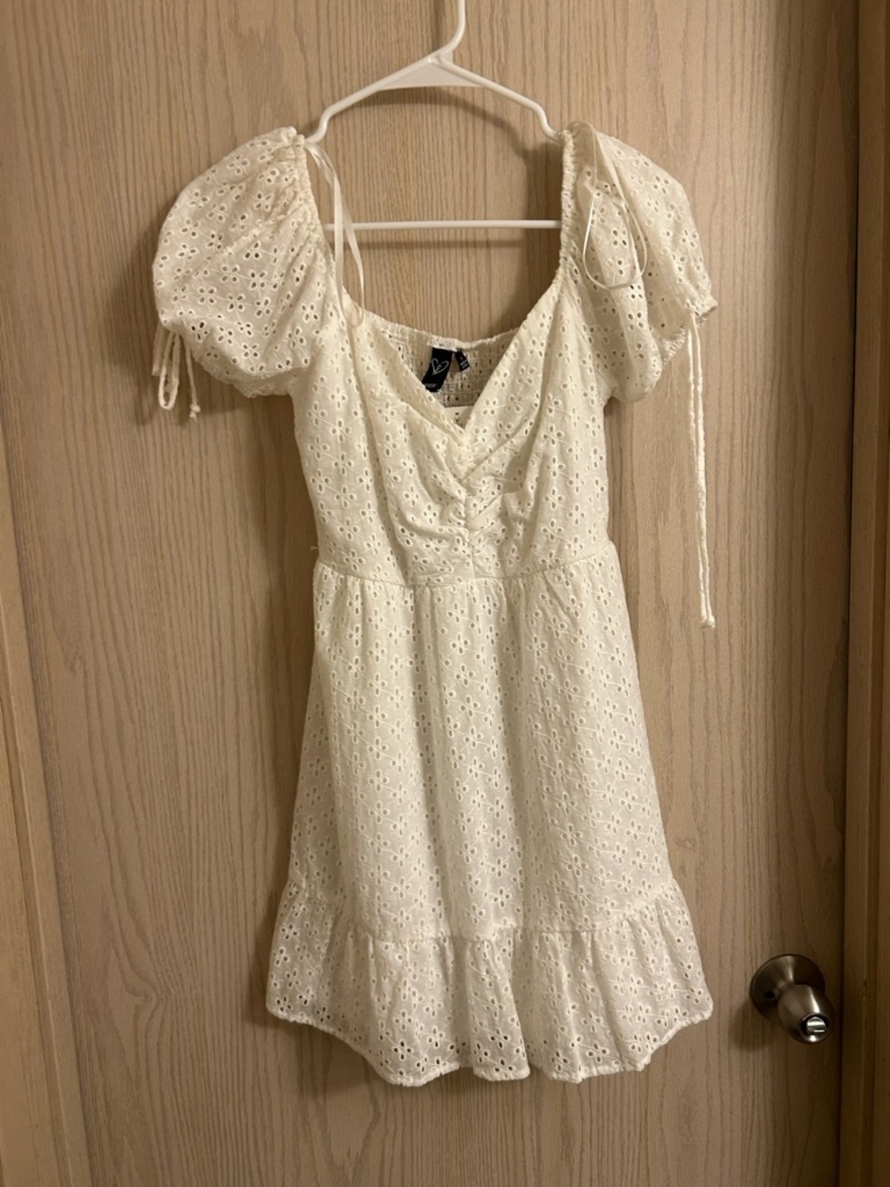 Windsor White Eyelet Puff-Sleeve Mini Dress